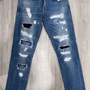 Guess Men's Distressed Blue Skinny Jeans